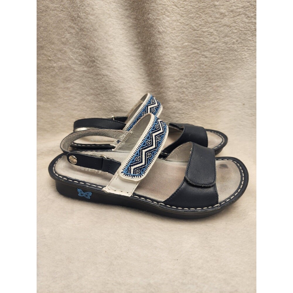 Alegria Verona Blue Aztec Leather Slingback Sandals Butterfly 37 US 7-7.5